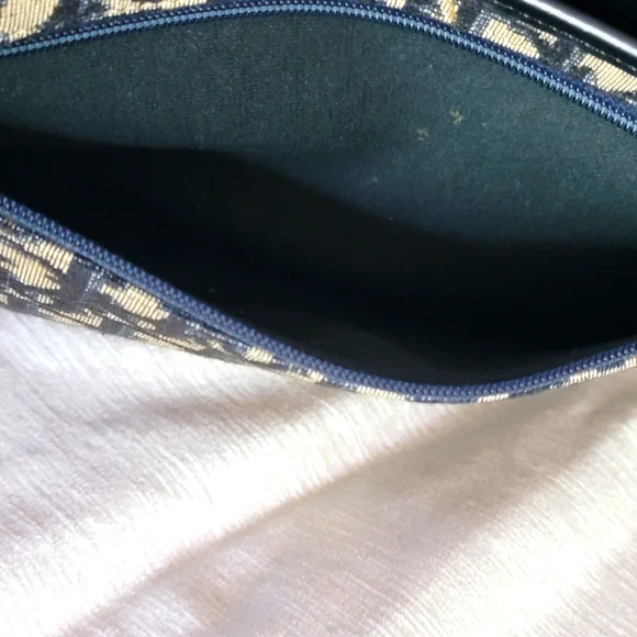 Auth 💞Christian Dior Vintage Navy Jacquard Shoulder Bag W/Adjustable Strap - Picture 7 of 14